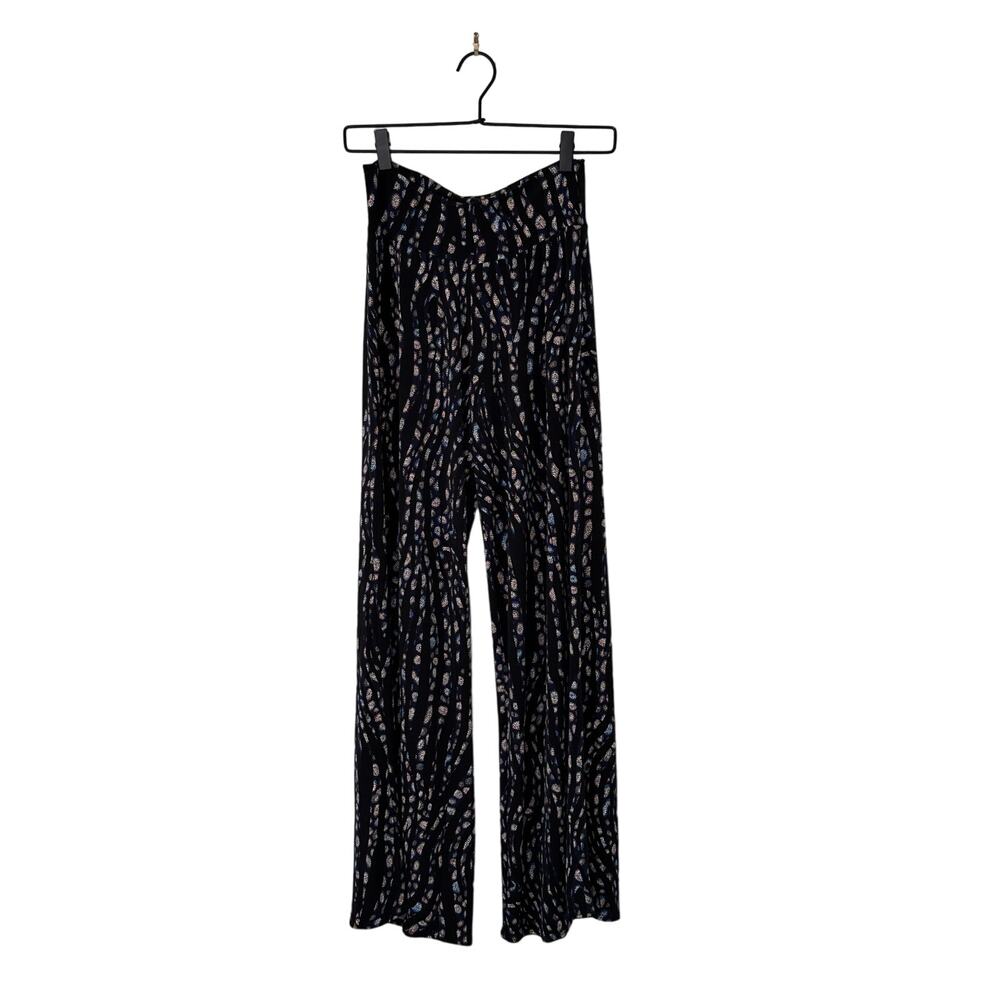 Clara Sun Woo Black Patterned Wide Leg Pants Size XS
